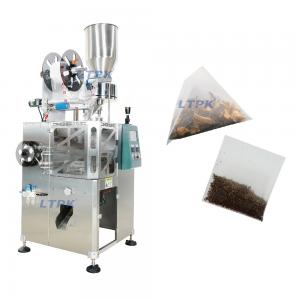 Hanging triangular tea bag with tagged string packing machine filling by rotary cup