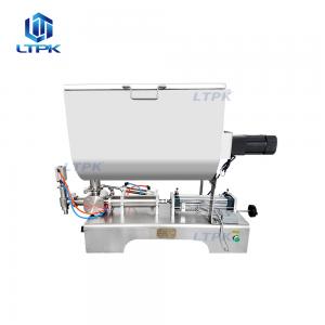 Pneumatic viscous liquid filling machine with mixing hopper
